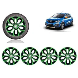 Auto Pearl 4 Pcs 14 inch Green &a; Black ABS Press Type Hubcap Wheel Cover Set with Retention Ring for Renault KwidClimber-picture-16