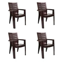 Italica Polypropylene Weather Brown Luxury Arm Chair, 2274-4 (Pack of 4)-picture-13