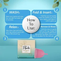 Floren 20ml Silicone Pink Reusable Menstrual Cup with Pouch image 4