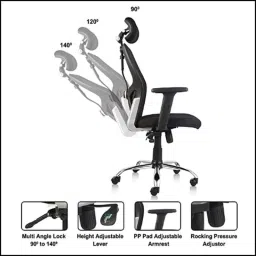YTT Tauras Mesh High Back Black Ergonomic Chair, CBHKFOC1085 image 3