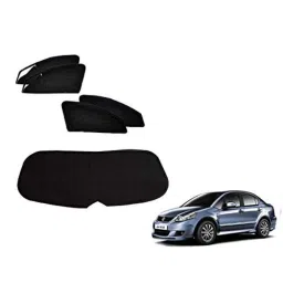 Kozdiko 5 Pcs Polyester Black Magnetic Zipper Car Sunshade Set with Dicky Curtain for Maruti Suzuki SX4-picture-36
