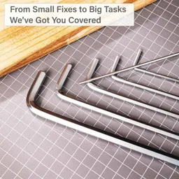 Deli DL3590 9 Pcs Chrome Vanadium Steel Silver Long Flat End Hex Key Set image 4