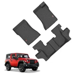 GFX GLLM-048 3 Pcs TVP Black All Weather Car Floor Mat Set for Mahindra Thar-picture-24