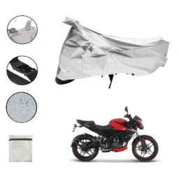 Riderscart Polyester Silver Waterproof Two Wheeler Body Cover with Storage Bag for Bajaj Pulsar NS 160 image 2
