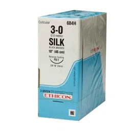 Ethicon SW212 3-0 Sutupak Black Braided Silk Sterile Suture, Size: 2x75 cm (Pack of 12)-picture-28