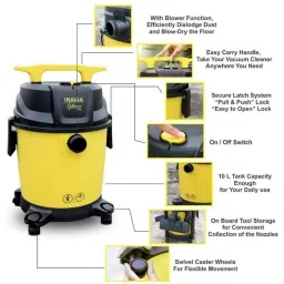 Inalsa Micro WD10 1200W 3-in-1 Yellow &a; Black Wet &a; Dry Vacuum Cleaner with 14kPa Suction image 3