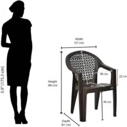 Nilkamal Comfy Plastic Brown Outdoor Chair, (Pack of 4) image 2