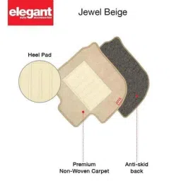Elegant Jewel 5 Pcs Polypropylene &a; Non Woven Beige Carpet Car Floor Mat Set for Datsun redi-GO image 4