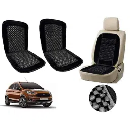 Auto Pearl PU, Velvet &a; Wooden Beads Black Rectangular Seat Cushion for Ford Aspire Free Style (Pack of 2 )-picture-18