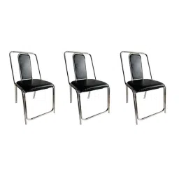 P P Chair Steel Chrome Finish Black Low Back Comfortable Visitor Chair with Leather Cushion Seat (Pack of 3)-picture-24