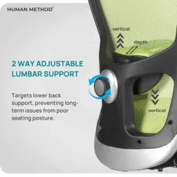 HUMAN METHOD Vibe Elite Medium Back Green Ergonomic Office Chair with Breathable Mesh, HMVS02-EC44 image 5