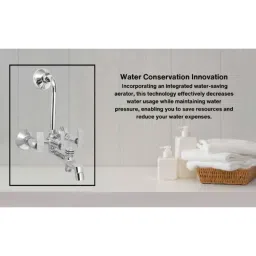 IRIS Passion 3-in-1 Brass Silver Chrome Finish Wall Mixer with Bend Faucet for Bathroom image 4