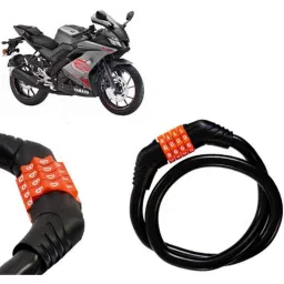 Auto Pearl Black &a; Orange 4 Digit Anti-Theft Combination Number Lock for YZF R15 V3.0-picture-20