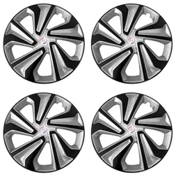 Auto Pearl 4 Pcs 14 inch Polypropylene Silver &a; Black Press Type Car Wheel Cover Set with Retention Ring for Tata Indica Vista 2008, WC14in_Tiago_SilBlk_IndicaVista2008 image 3