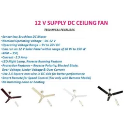 Maya Deco Dc Eco 30W Brown Solar Panel BLDC Ceiling Fan with Remote, Sweep: 1200mm (Pack of 3) image 4