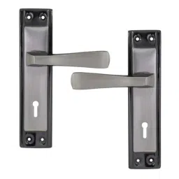 S&a;A Home Decor 7 inch Iron &a; Brass Glossy Finish Black &a; Silver Mortise Door Lock Set with 3 Keys, 101-BS image 3