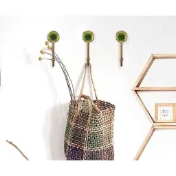 Screwtight 130mm Ceramic Yellow &a; Gold Multipurpose Crackle Glaze Hook with Brass Effect, AZ-CHK001UE-YL-6 (Pack of 6) image 2