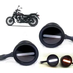 Auto Pearl 2 Pcs 12V Black Bike Front LED Indicator Light Set for Bajaj Avenger, F008-picture-17