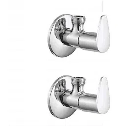 Spazio Flora Brass Disc Chrome Finish Angle Valve with Flange for Bathroom Tap (Pack of 2)-picture-45