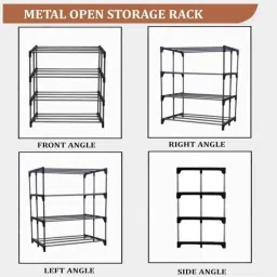 Urban Choice 4 Tier Open Metal Frame Black Storage Rack image 4
