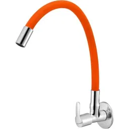 Prestige Q3 Brass Chrome Finish Orange Flexible Sink Cock with Wall Flange-picture-23