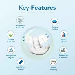 Everactiv 10 Pcs 28-45 inch White Polyethylene Adult Diaper with Aloe Vera &a; Wetness Indicator Set, NM-PLA8-6MXL, Size: XL (Pack of 6) image 2