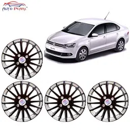 Auto Pearl 4 Pcs 14 inch ABS Black &a; Silver Car Wheel Cover Set for Volkswagen Vento-picture-31