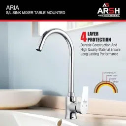 AR5H Brass Silver Chrome Finish Hot &a; Cold Single Lever Kitchen Sink Tap with 360 deg Swing Spout, ARIA-004 image 3