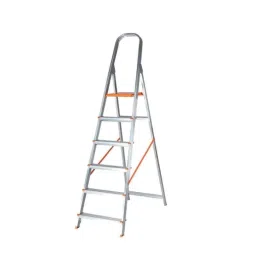 Aguerri Eco 6 Step Aluminium Orange &a; Silver Foldable Anti-Skid Ladder with Wide Platform for Indoor &a; Outdoor Use, ECO6SL image 1