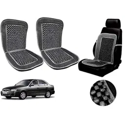Auto Pearl PU, Velvet &a; Wooden Beads Grey Rectangular Seat Cushion for Hyundai Accent (Pack of 2 )-picture-44