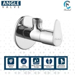 Cloudtail by Prestige Jazz Stainless Steel Chrome Finish Silver Wall Mounted Angle Valve with Wall Flange (Pack of 4) image 3