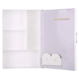 Riya 12x4x16 inch Acrylic White Single Door Cabinet Mirror with Storage Shelves image 2
