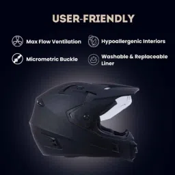 Hiker Meteor ABS Black Matt Full Face Motorcycle Helmet, Size: Large image 4