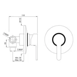 Jaquar Fusion Black Matt Single Lever Concealed Deusch Mixer, FUS-BLM-29229 image 2