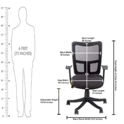 Da URBAN Boom 04 Black Mid-Back Revolving Mesh Ergonomic Chair for Home &a; Office image 5