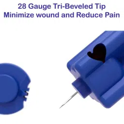 Aspen 200 Pcs 28 Gauge Stainless Steel &a; ABS Blue Round Glucometer Sterile Blood Lancet Needle Set image 2