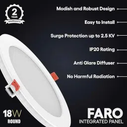 Fybros Faro 18W Polycarbonate Cool White Round LED Panel Light, FLS5063J (Pack of 10) image 3