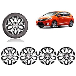 Auto Pearl 4 Pcs 15 inch Black ABS Press Type Hubcap Wheel Cover Set with Retention Ring for Honda JazzSandVModelOnward-picture-45