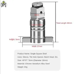 JPT 5mm Chrome Vanadium Steel Square Drive Socket for Impact Driver Wrenches image 5