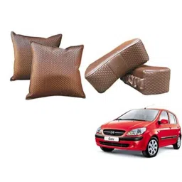 Kozdiko Faux Leather Cola One Pair Cushion Pillow &a; One Pair Neck Rest Combo for Hyundai Getz-picture-11