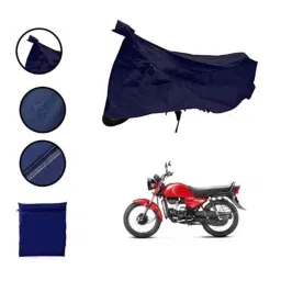 Riderscart Polyester Blue Waterproof Two Wheeler Body Cover with Storage Bag for Hero HF Dawn image 2