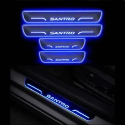 Car Accessories Hub 4 Pcs Acrylic Black Sill Scuff Plate Set with Blue LED for Hyundai Santro Old-picture-16