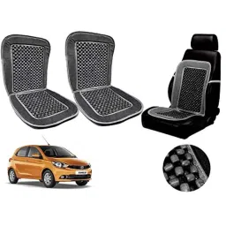 Auto Pearl PU, Velvet &a; Wooden Beads Grey Rectangular Seat Cushion for Tata Tiago (Pack of 2 )-picture-20