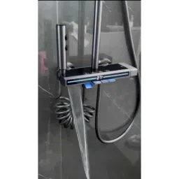 NextGen Brass Gun Gray Black Finish Thermostat Shower Set with Piano Switches &a; Temperature Display image 4