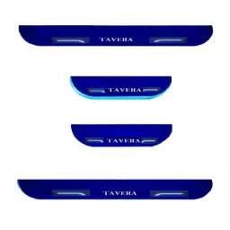 Car Accessories Hub 4 Pcs Acrylic Black Sill Scuff Plate Set with Blue LED for Chevrolet Tavera Type-1 image 1