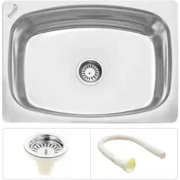 Prestige 24x18x9 inch Stainless Steel 304 Silver Oval Single Bowl Kitchen Sink with Waste Pipe &a; Waste Coupling-image-10