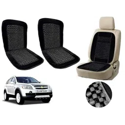 Auto Pearl PU, Velvet &a; Wooden Beads Black Rectangular Seat Cushion for Chevrolet Captiva (Pack of 2 )-picture-41