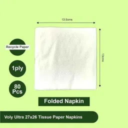 Voly Ultra 80 Pcs 27x26cm 1 Ply Tissue Paper Napkin Packet, VULW-9 (Pack of 9) image 3