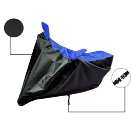Riderscart Polyester Black &a; Blue Waterproof Two Wheeler Body Cover with Storage Bag for Mahindra Duro 125 DZ image 4