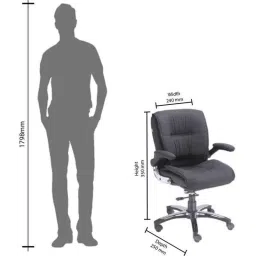 Chair Garage PU Leatherette Black Adjustable Height Office Chair with Back Support, CG143 (Pack of 2) image 3